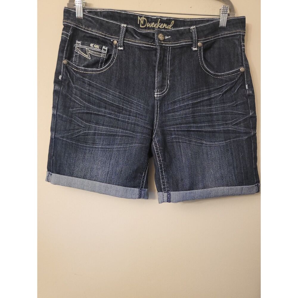 New Direction Weekend Dark Wash Cuffed Hem Denim Shorts Women Plus Size 16